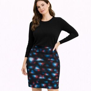 LuLaRoe Geometric Pencil Skirt – Black Blue Red – Large